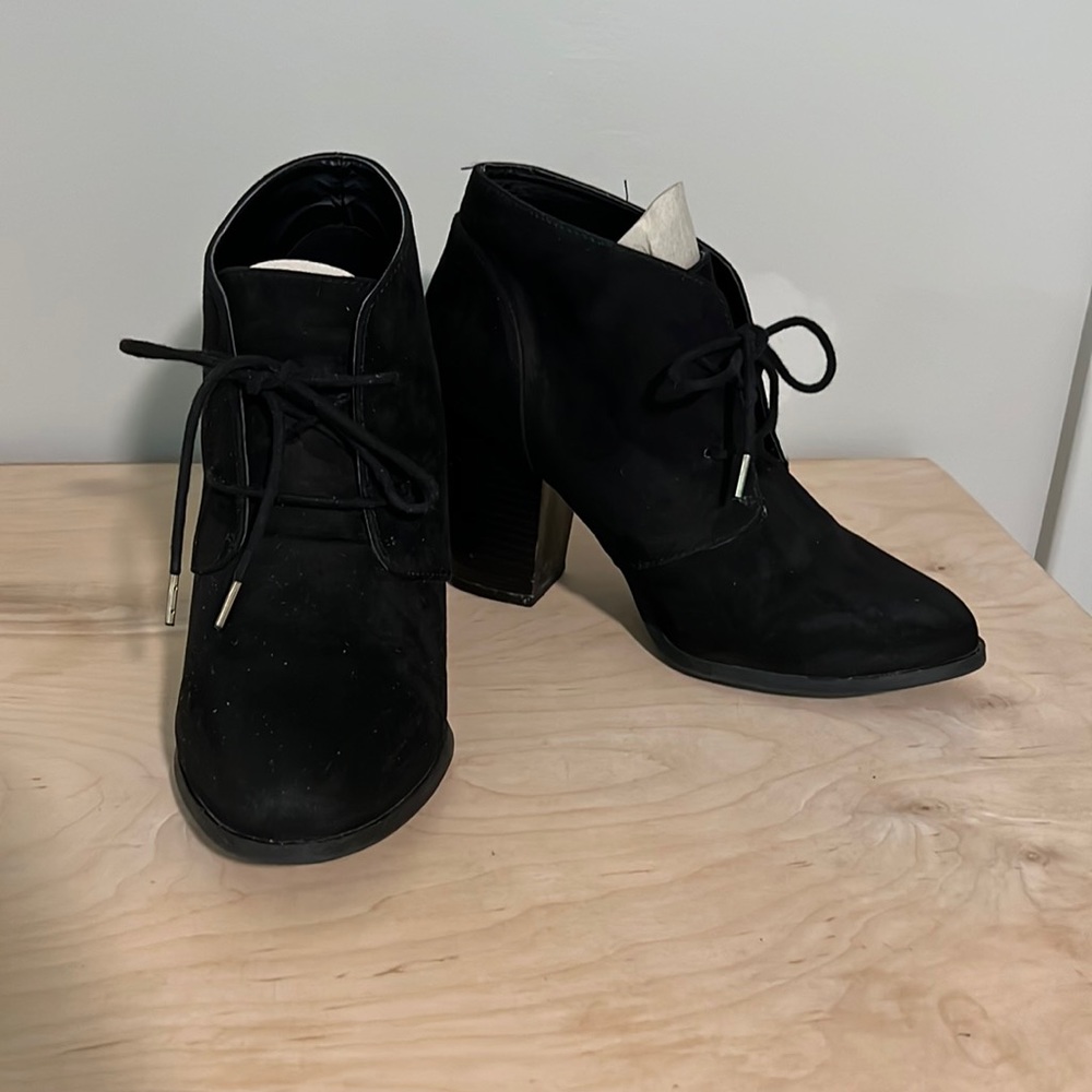 Black suede booties size 7.5